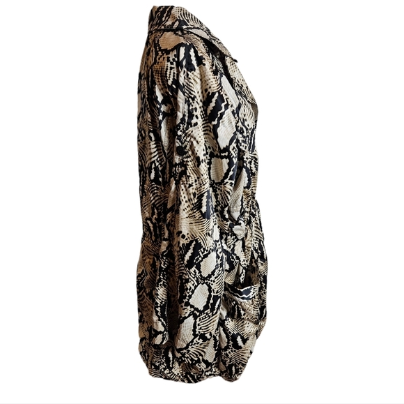 Ellen Tracy Anima Print Lightweight Jacket Sz L Roll-Tab Sleeve Cinch Waist Coat - Picture 6 of 15